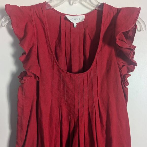 The Great. The Flutter Tulip Midi Dress in Poppy Red, Size Small - Picture 5 of 9